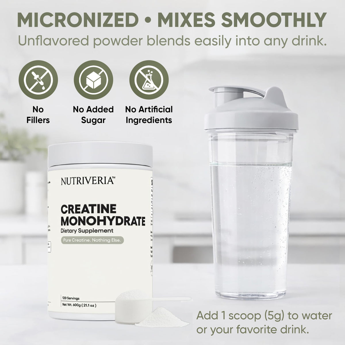Poudre de créatine monohydrate Nutriveria vue de dessus