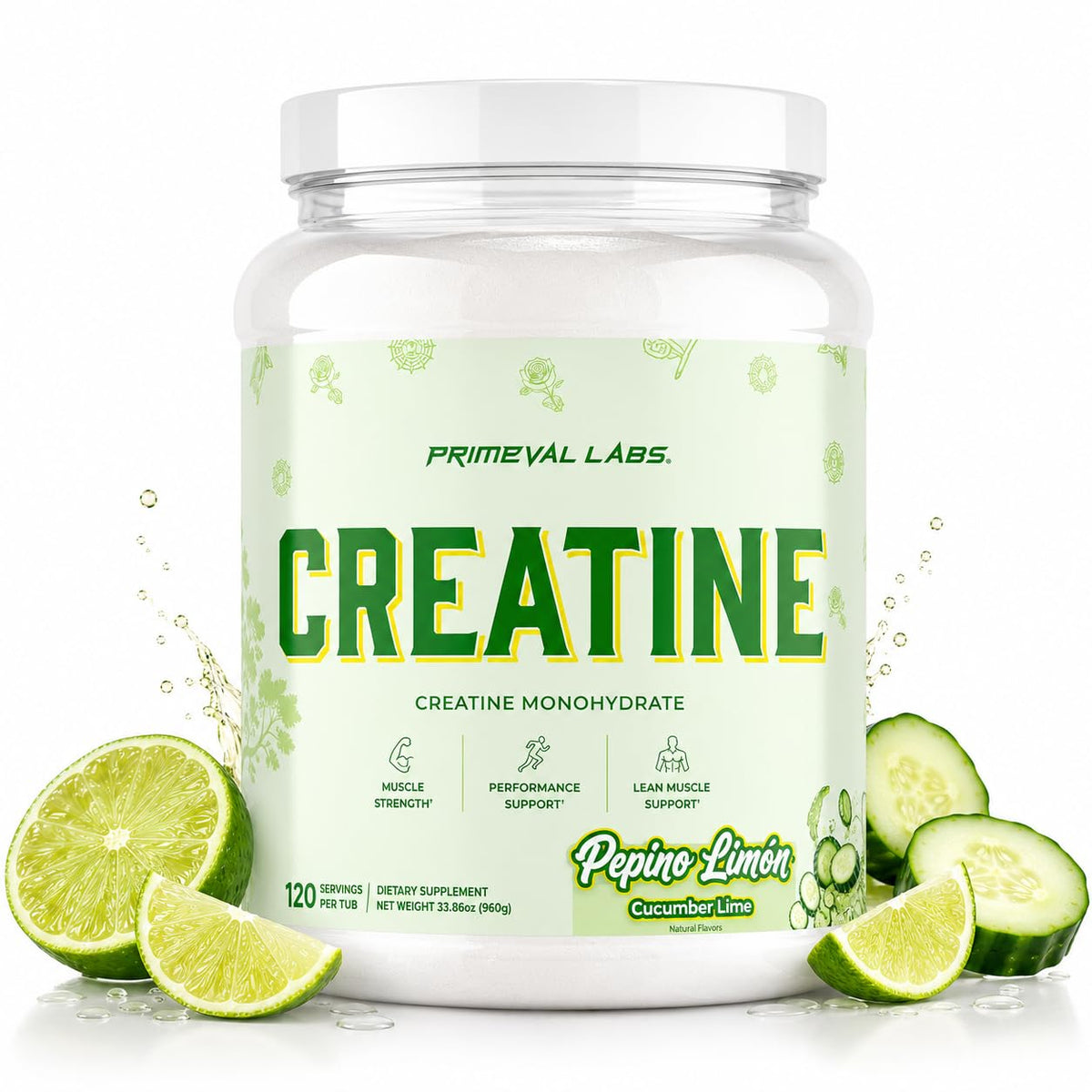 Poudre de créatine monohydrate Primeval Labs 1120g vue de face