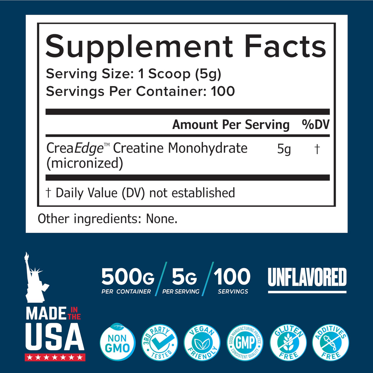 Poudre de créatine monohydrate SCHIFFER HEALTH 500g avec ingrédients