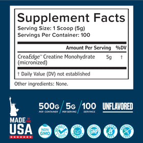 Poudre de créatine monohydrate SCHIFFER HEALTH 500g avec ingrédients