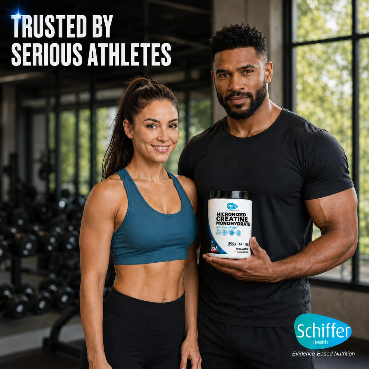 Poudre de créatine monohydrate SCHIFFER HEALTH 500g en action pendant l'entraînement