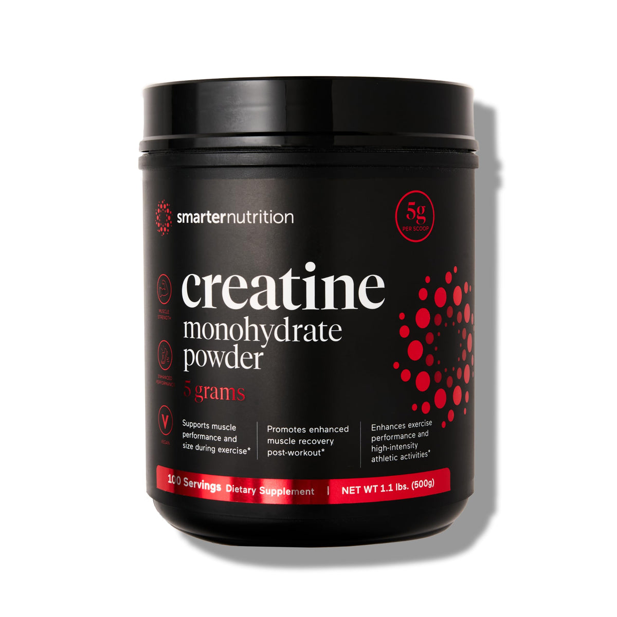 Poudre de créatine monohydrate SMARTERNUTRITION 5000mg vue de face