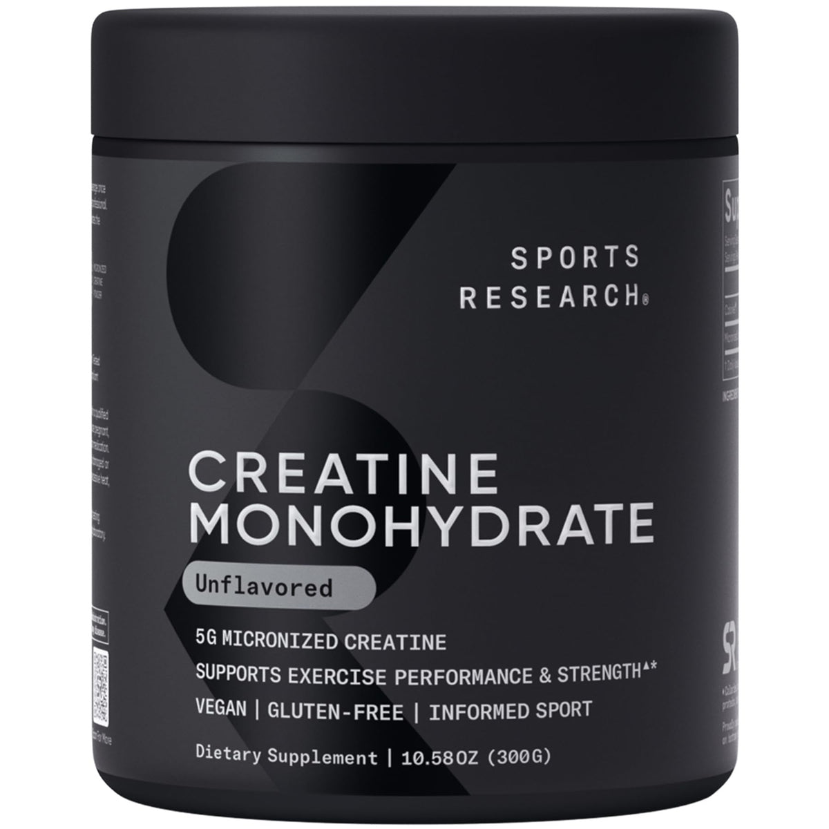 Poudre de créatine monohydrate Sports Research 400g sans saveur vue de face