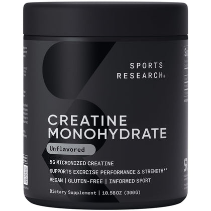 Poudre de créatine monohydrate Sports Research 400g sans saveur vue de face