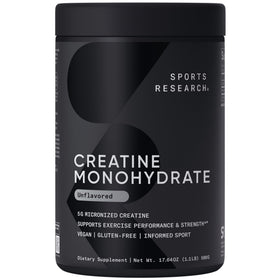 Poudre de créatine monohydrate Sports Research 5g Non Aromatisée vue de face