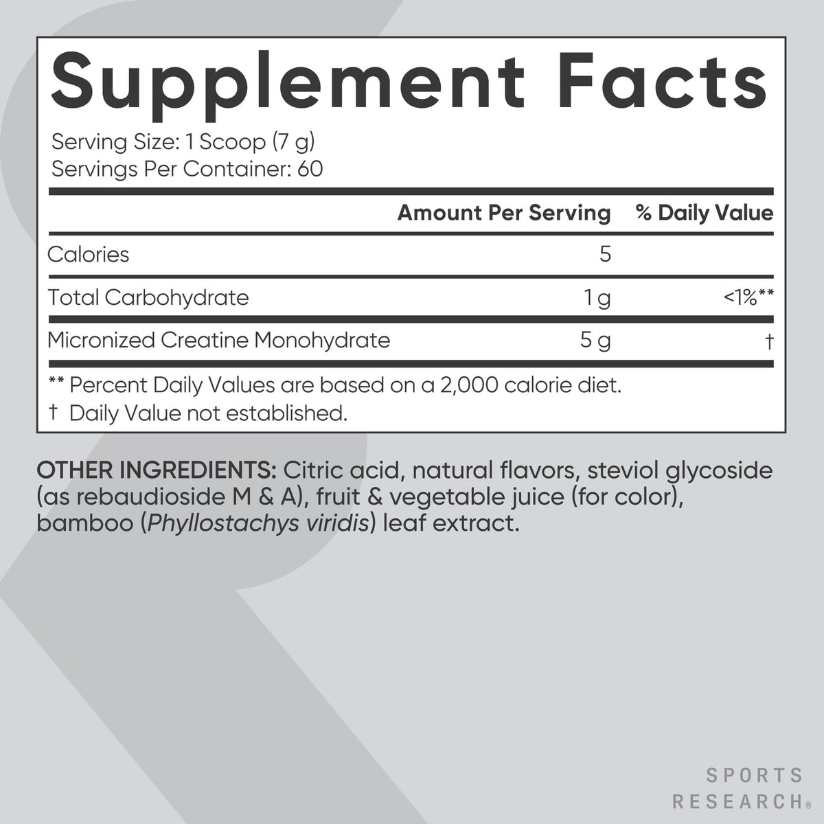Poudre de créatine monohydrate Sports Research sur une cuillère