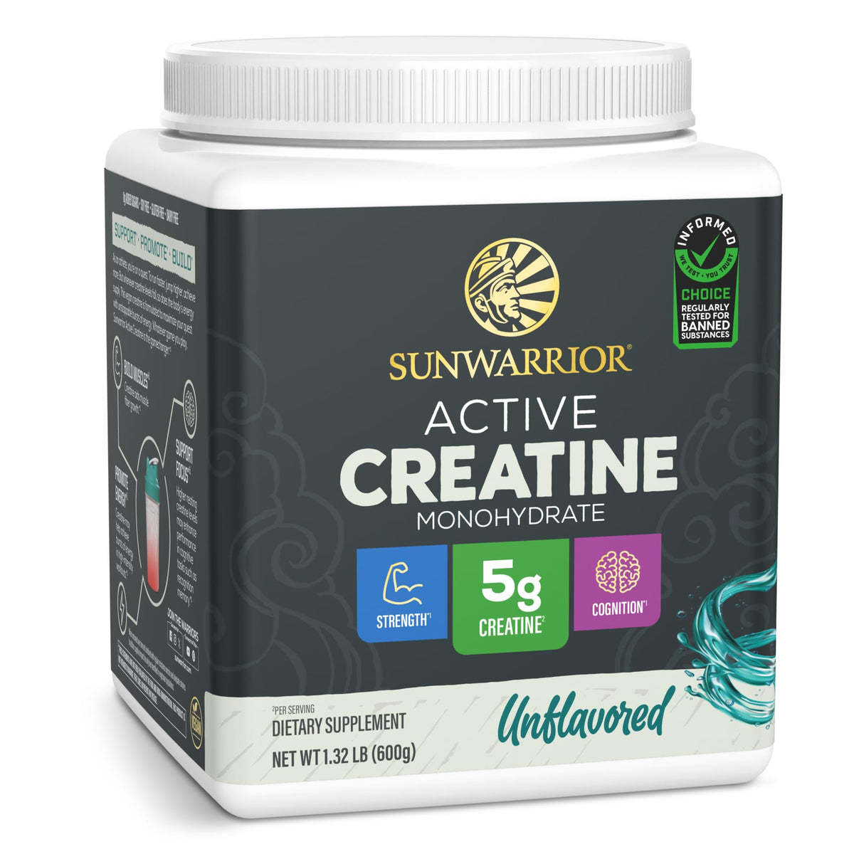 Poudre de créatine monohydrate Sunwarrior 399g vue de face