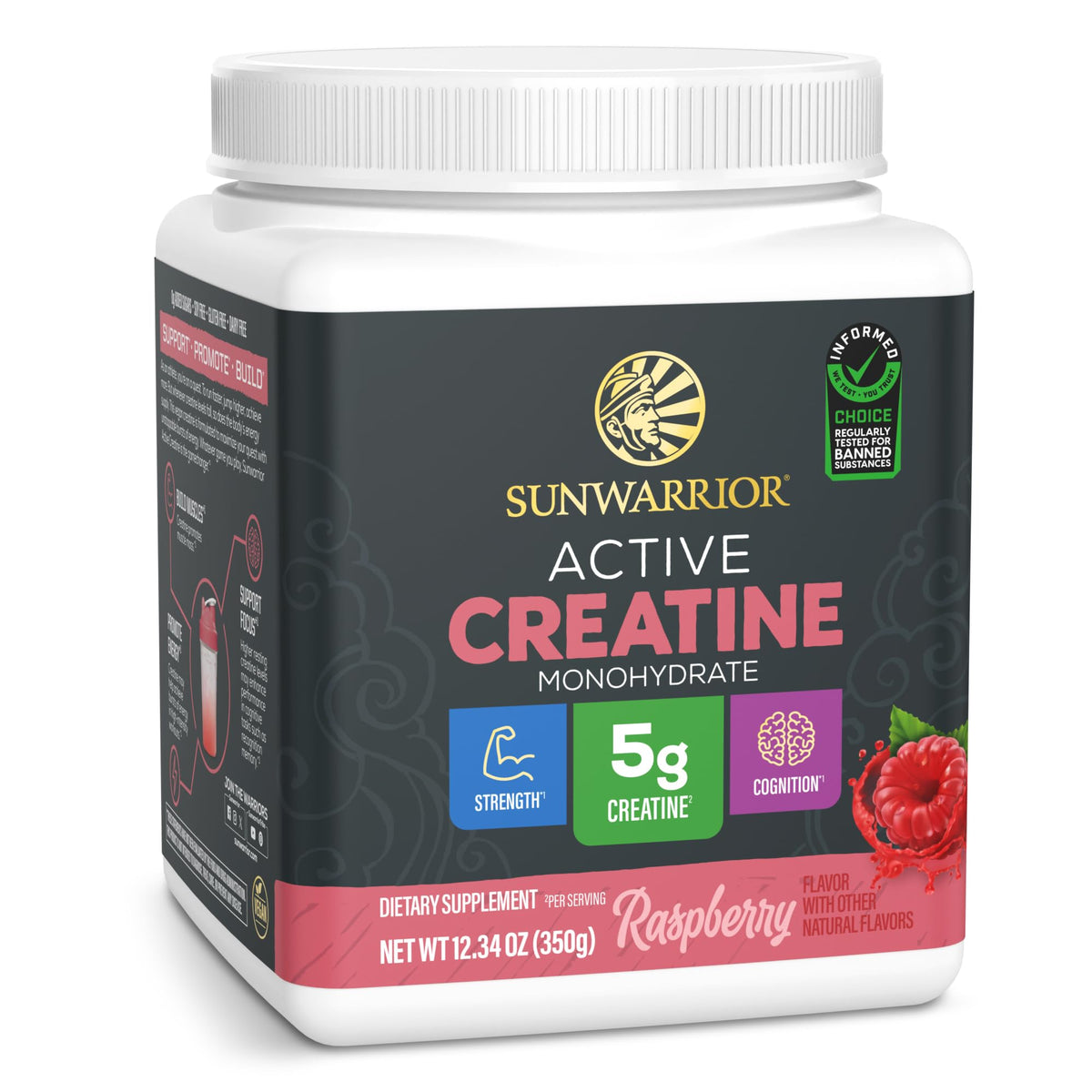 Poudre de créatine monohydrate Sunwarrior 440g saveur framboise