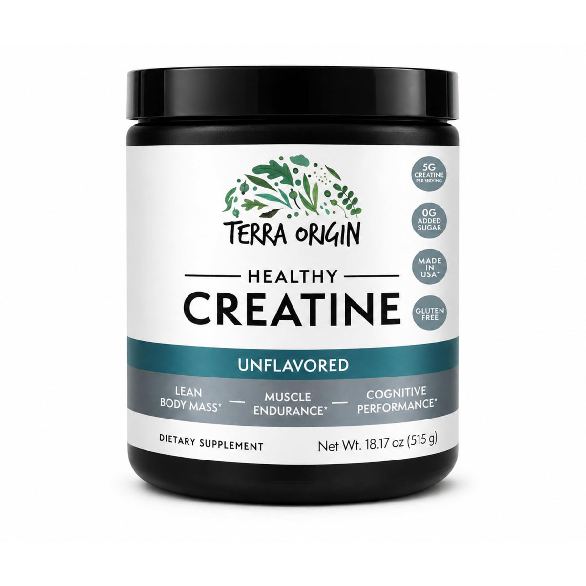Poudre de créatine monohydrate TERRA ORIGIN 599g vue de face
