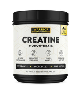 Poudre de créatine monohydrate Warrior Strong Wellness, vue avant