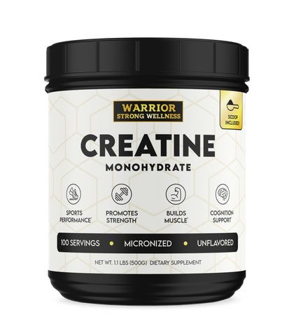 Poudre de créatine monohydrate Warrior Strong Wellness, vue avant