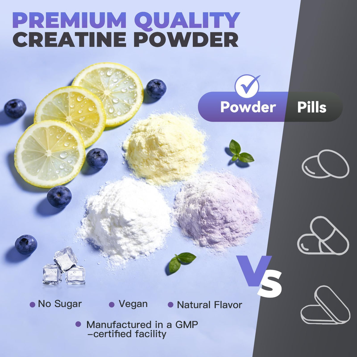 Poudre de créatine Nature Echo vue arrière avec informations nutritionnelles