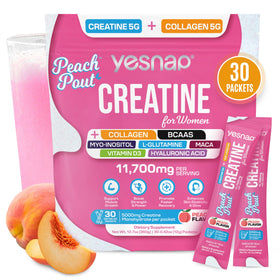 Poudre de créatine pour femmes Yesnap en sachet avec goût pêche