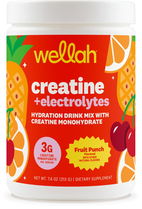 Poudre de créatine Wellah 30 portions saveur fruit punch vue de face