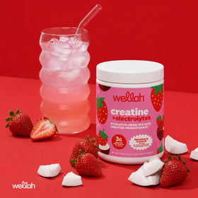 Poudre de créatine Wellah dans un shaker