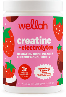 Poudre de créatine Wellah saveur fraise coco vue avant