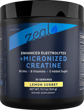 Poudre de créatine Zeal Naturals au citron sorbet vue de face