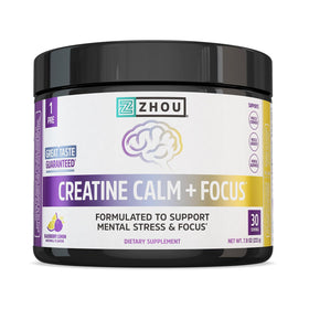 Poudre de créatine ZHOU Calm et Focus saveur mûre citron, vue avant