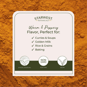 Poudre de Curcuma Bio Starwest Botanicals échantillon dans un bol
