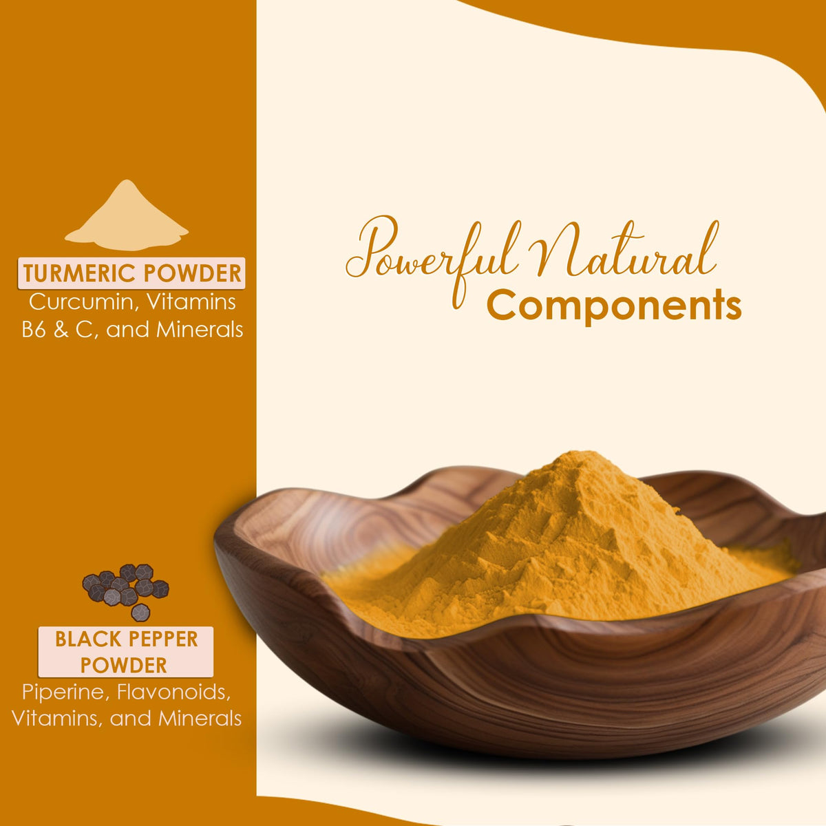 Poudre de curcuma minature dans un bol avec des ingrédients