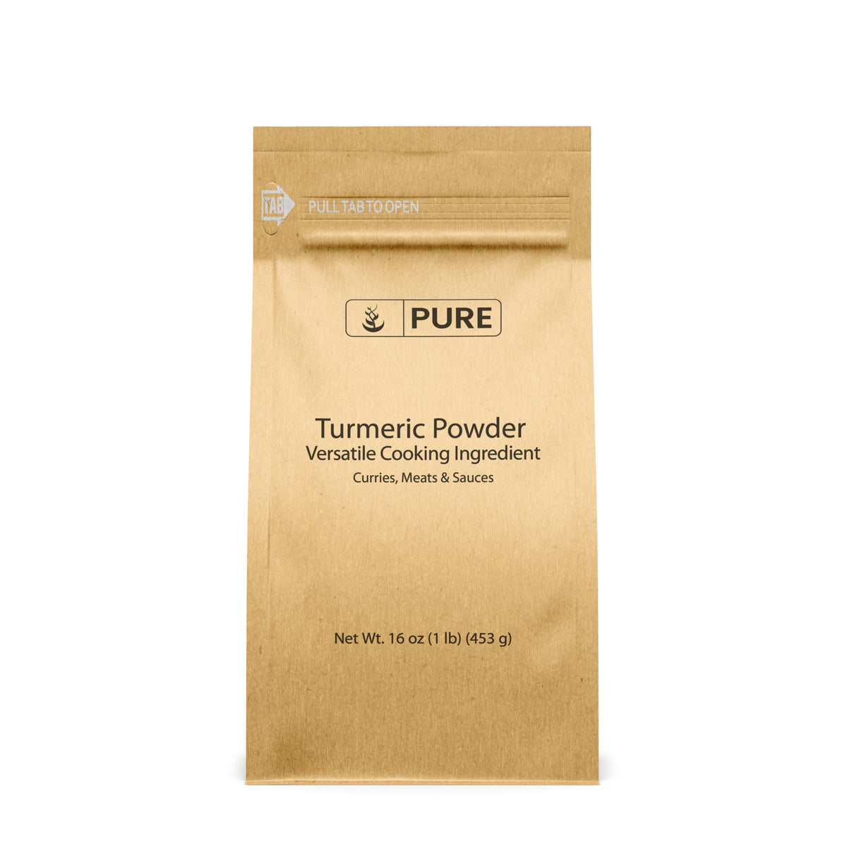 Poudre de curcuma PURE ORIGINAL INGREDIENTS 475g sachet écologique vue avant