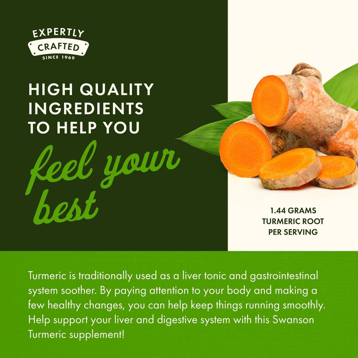 Poudre de curcuma Swanson 720 mg étiquette