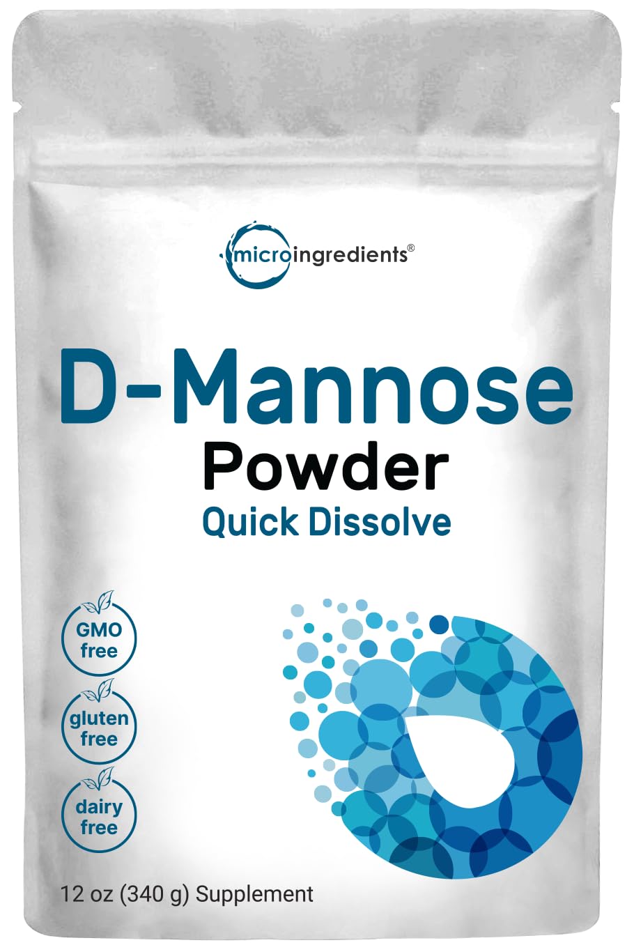 Poudre de D-Mannose Micro Ingredients 340g vue de face
