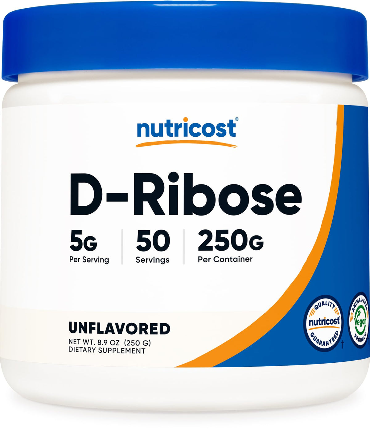 Poudre de D-Ribose Nutricost 250g vue de face