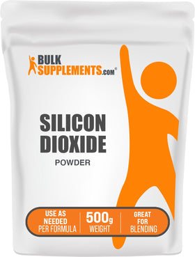 Poudre de dioxyde de silicium BulkSupplements 500g vue de face avec emballage