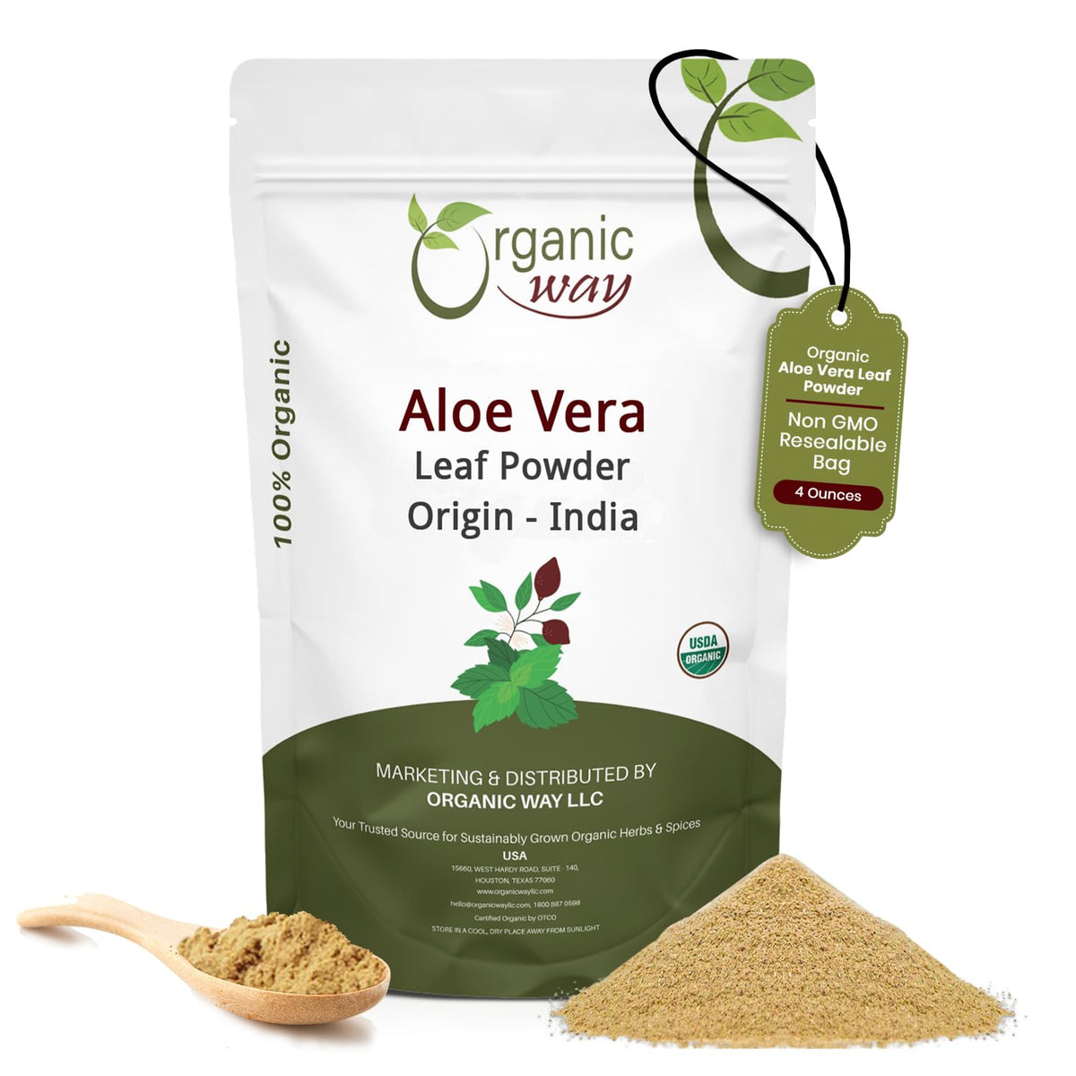 Poudre de feuille d'Aloe Vera Organic Way 109g - vue de face
