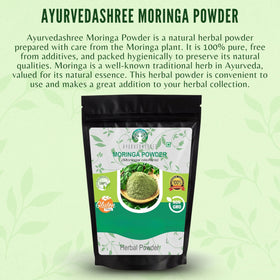 Poudre de feuille de moringa AYURVEDASHREE dans un bol