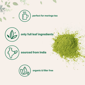 Poudre de feuille de Moringa Bio Micro Ingredients avec cuillère de dosage
