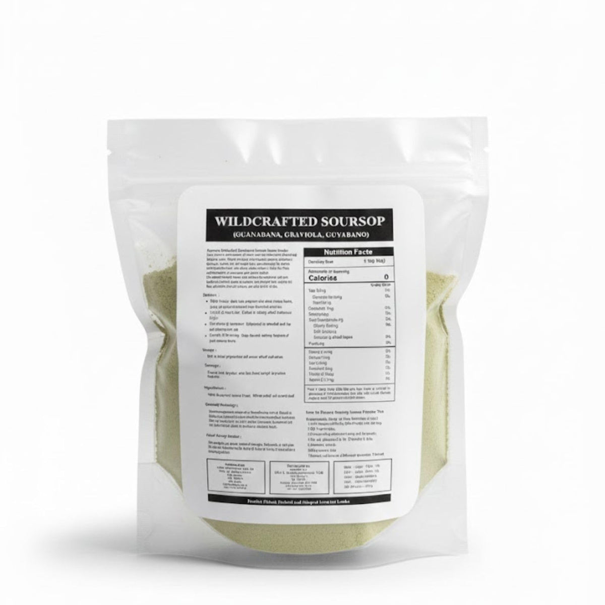 Poudre de feuilles de graviola Purelife Herbs en utilisation dans un smoothie