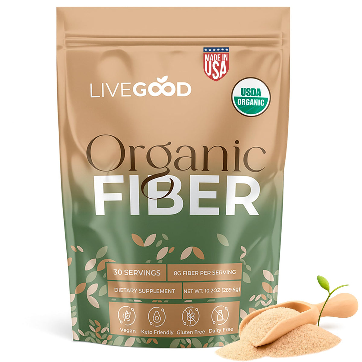 Poudre de Fibre Biologique LIVEGOOD 308g vue de face