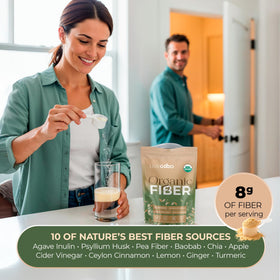 Poudre de Fibre Biologique LIVEGOOD sur une table en bois