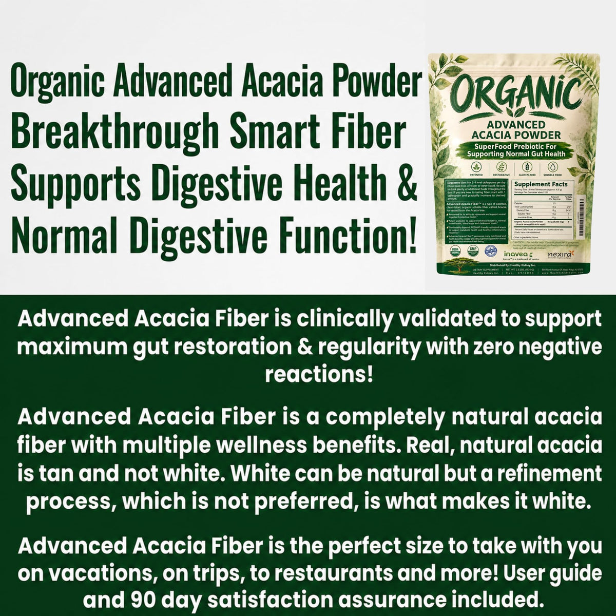 Poudre de fibre d'acacia bio 458g - texture de la poudre