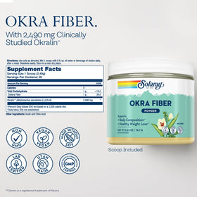 Poudre de Fibre d'Okra SOLARAY dans un verre d'eau