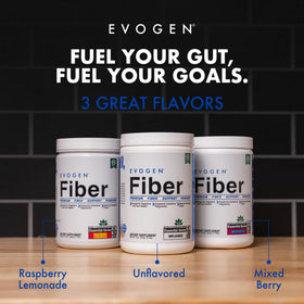 Poudre de Fibre Evogen sur une table avec des ingrédients