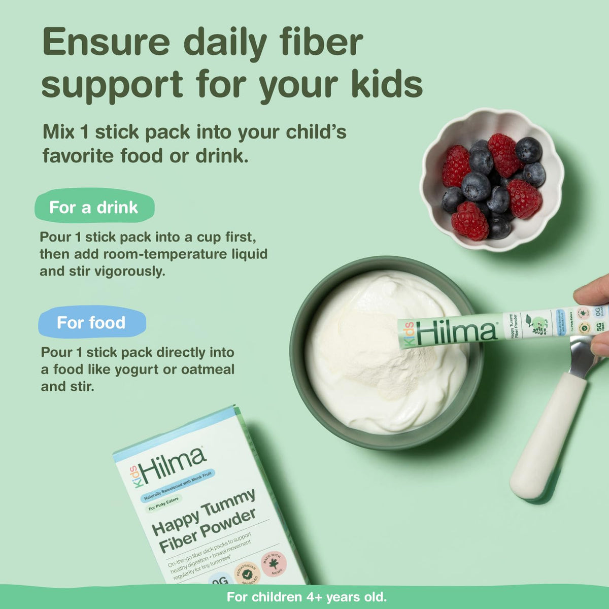 Poudre de fibre Hilma Happy Tummy dans un smoothie