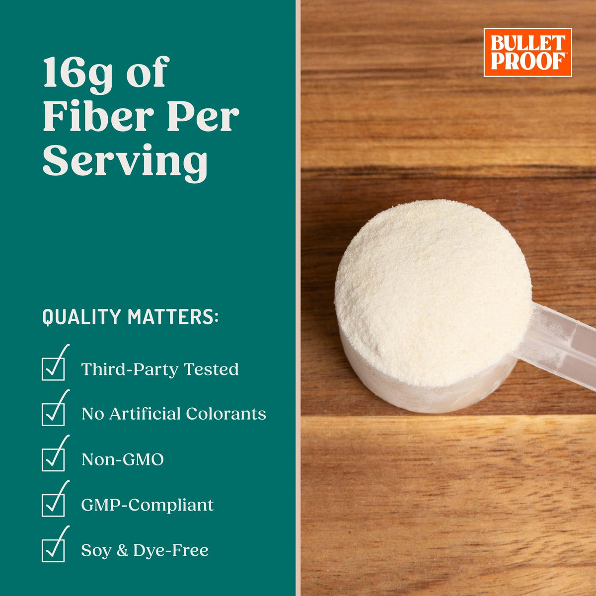 Poudre de fibre prébiotique Bulletproof Innerfuel 508g sur une table