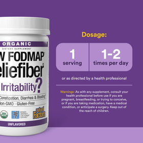 Poudre de fibre Reliefiber Natural Factors dans un verre d'eau