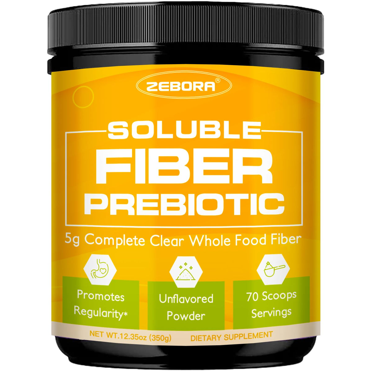 Poudre de fibre soluble ZEBORA non aromatisée vue de face