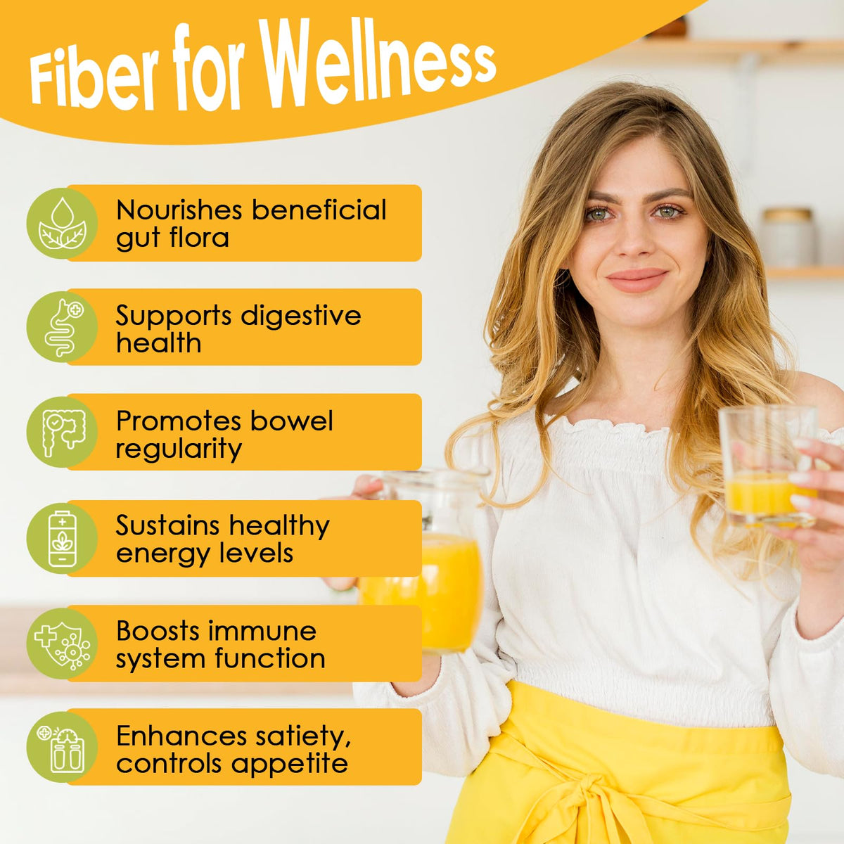 Poudre de fibre ZEBORA dans un bol avec des fruits