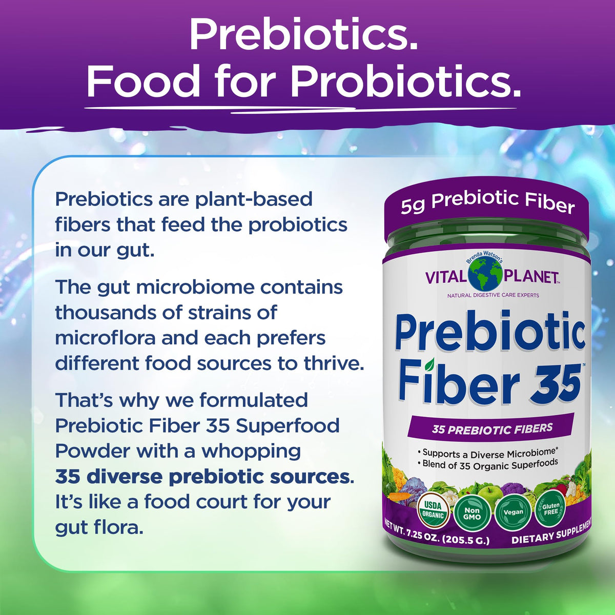 Poudre de Fibres 35 de Vital Planet avec des fruits et légumes