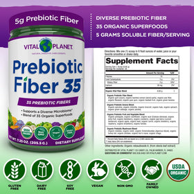 Poudre de Fibres 35 de Vital Planet dans un verre d'eau