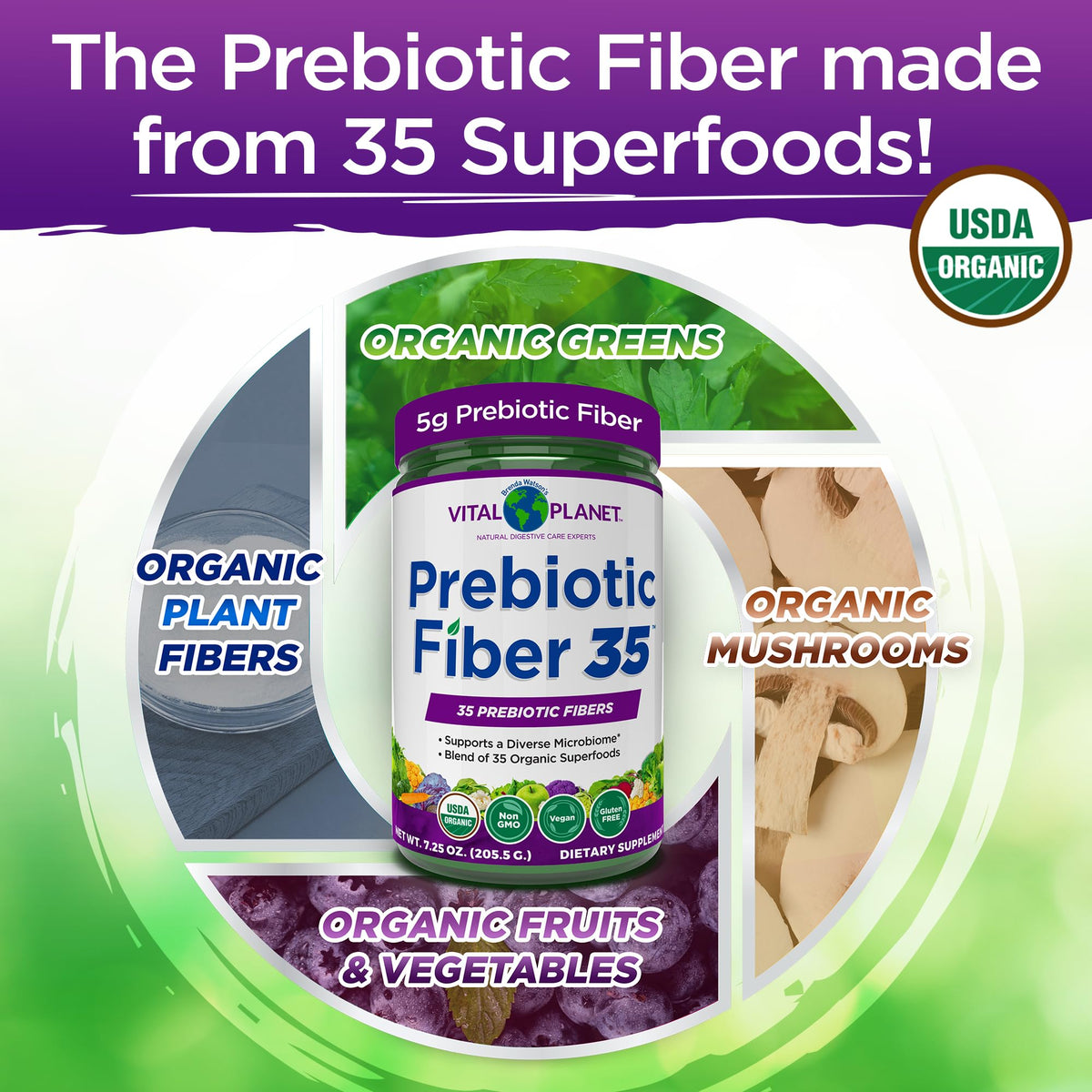 Poudre de Fibres 35 de Vital Planet mélangée dans un smoothie