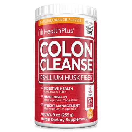 Poudre de fibres Colon Cleanse Health Plus saveur orange, 9 oz, vue avant