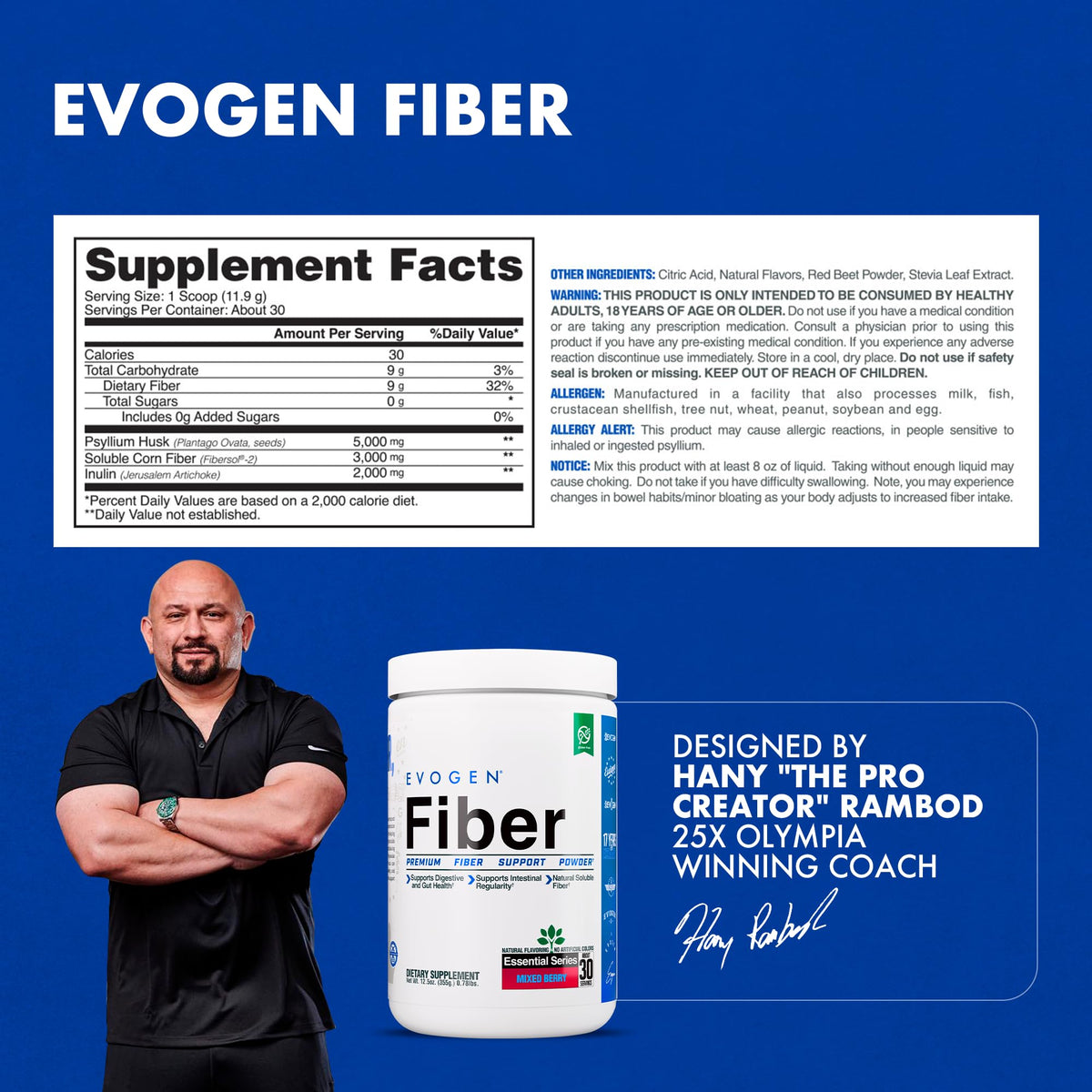 Poudre de fibres Evogen dans un verre d'eau