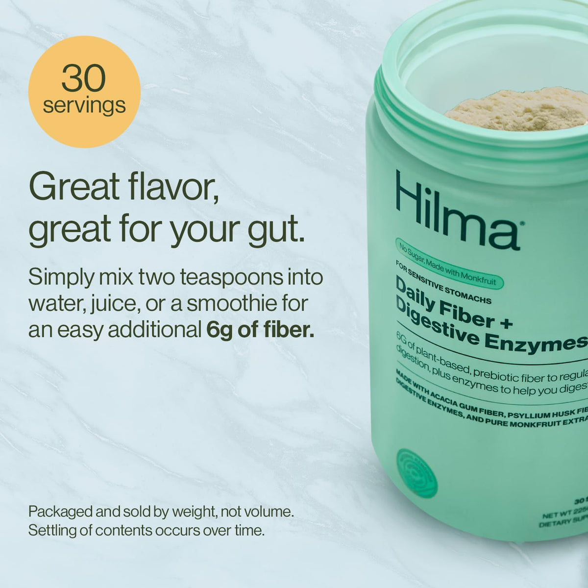 Poudre de fibres Hilma mélangée dans un smoothie