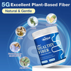Poudre de Fibres NutriGut en portion de 5g sur une cuillère
